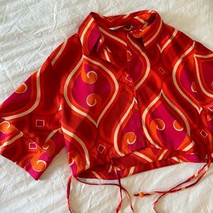 Vibrant Red and Orange Women's Top